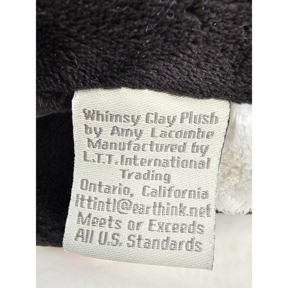 Whimsy Clay Plush Cat Amy Lacombe Hearts Valentine's Day Black Red White RARE - Picture 6 of 8